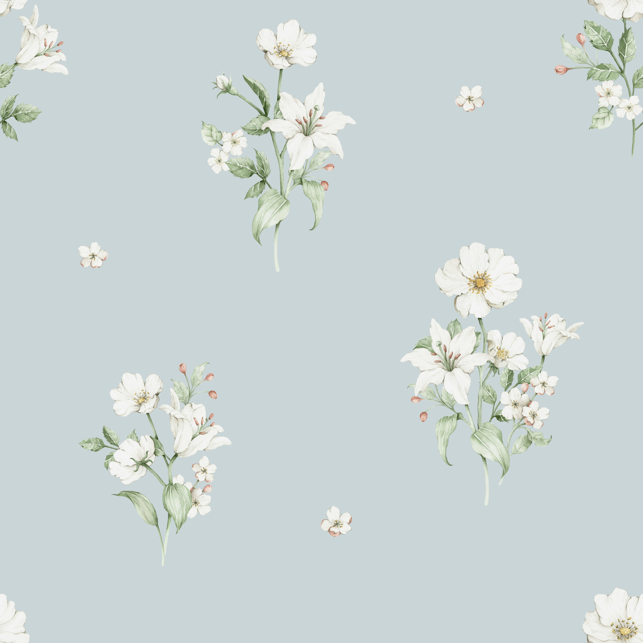 tapeta-biale-kwiaty-blekit-dekorillo